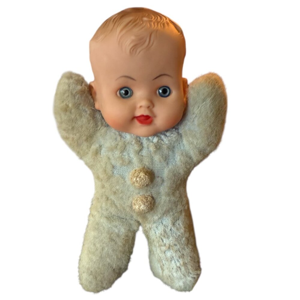 1950's Baby Boy Plush Body Rubber Head - Picture 13 of 15